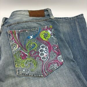 Artful Dodger Vintage Y2K Baggy Jeans 44x33 Embroidered Logo Colorful Skater